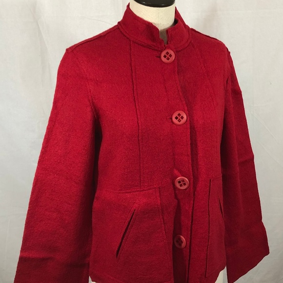 Coldwater Creek Boiled Wool Jacket Red 
